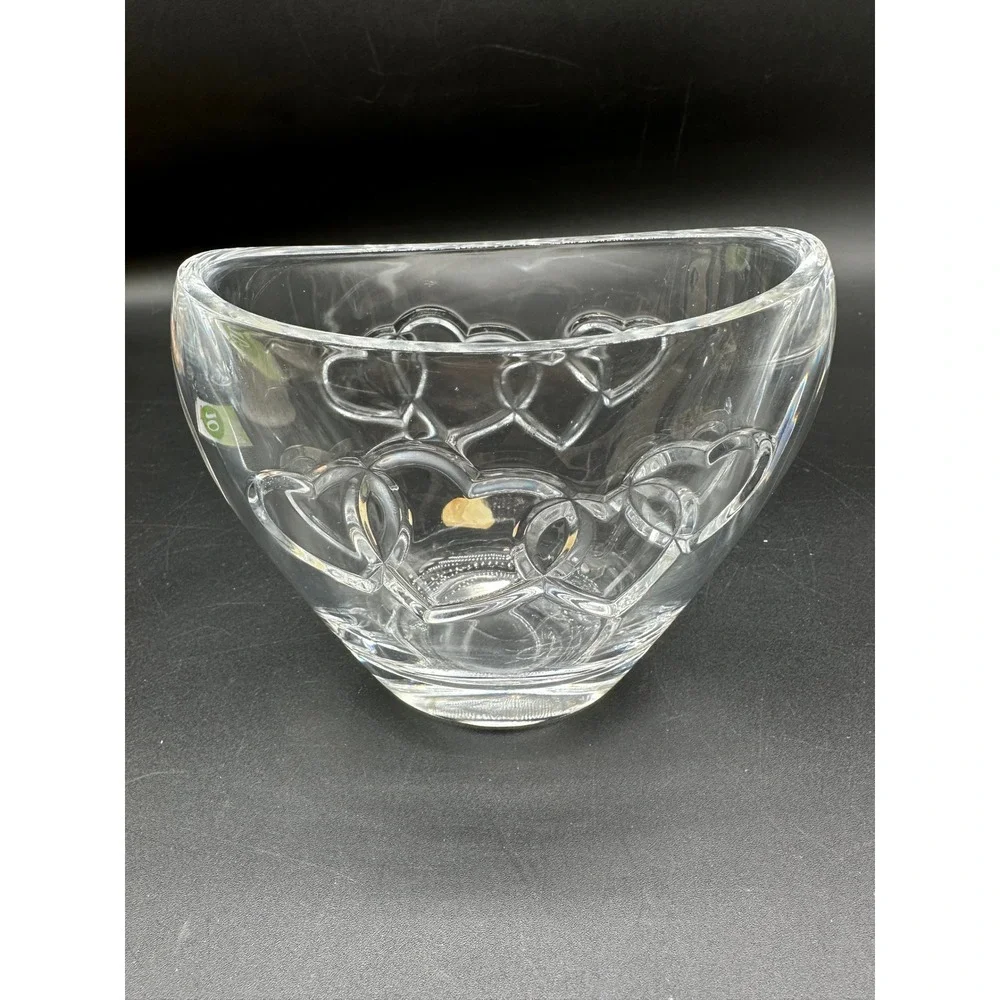 Lead Crystal Heart‎ Bowl Vintage Heavy Crystal Valentine Centerpiece Decor